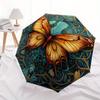 Stunning Butterfly Stained Cute Window Art Umbrella, Cute Umbrella with Cute Design, Portable 3-Fold Compact Umbrella for Men & Women, Valentine's Day