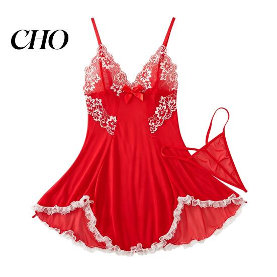 Eye-catching Nightdress Plus Size Sexy Babydoll for Women, V Neck Lace Deep Nightgown Sheer Mesh Nightgown, Spaghetti Strap Chemise Slip Dress M