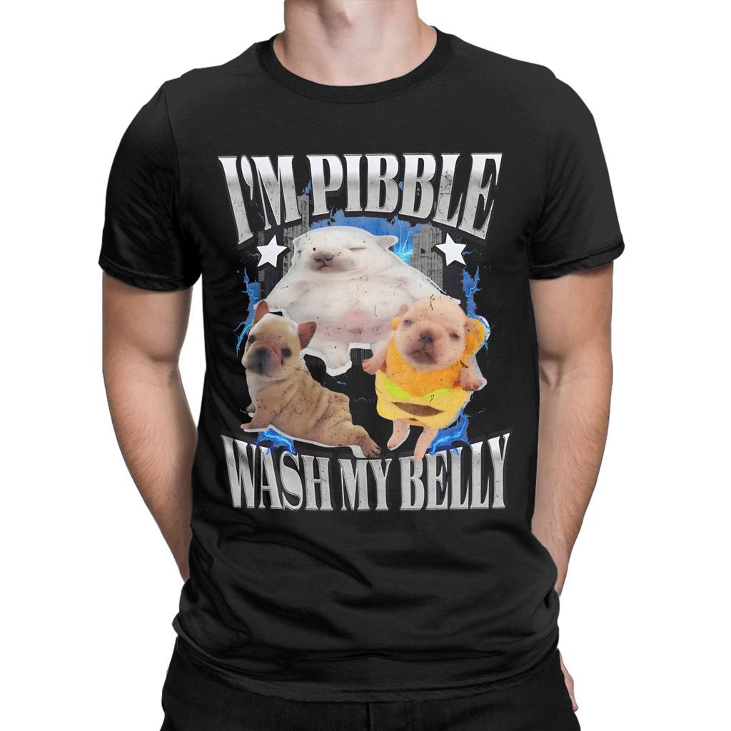Funny Pibble Meme Wash My Belly Merch Unisex T Shirts 100% Cotton Tee Graphic Print  T-shirt Clothes