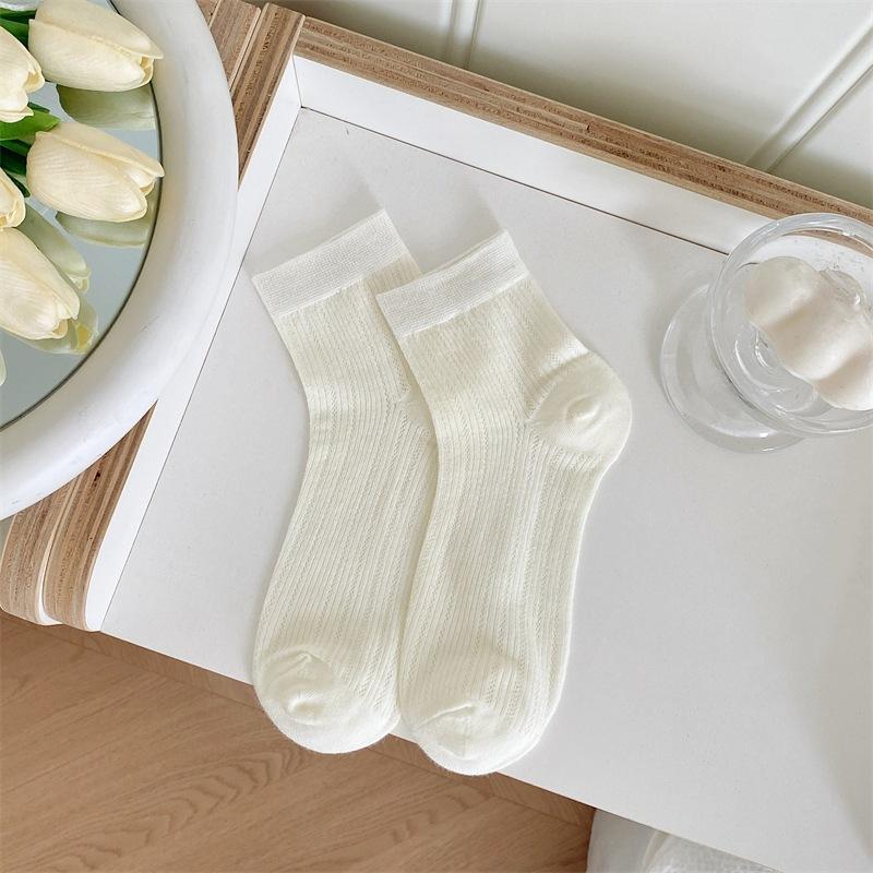 Summer Thin Perforated Mesh Socks for Women, Short Ballet-style Pure Cotton Short Socks for Women