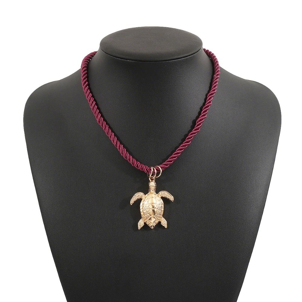 

Ocean Style Bohemian Necklace Woven Rope Sea Turtle Pendant Fish-shaped Jewelry Beach Vacation Chain Accessory