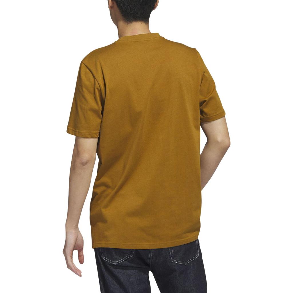 adidas Letter Logo Print Solid Color Round Neck Short Sleeve T-Shirt Men Tops Brown HS2525