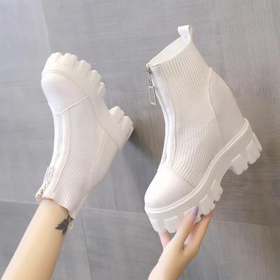 2024 Winter Ankle Boots Women Platform Boots Female Fashion Short Boot Black 11cm High Heel Zip Women Sock Shoes