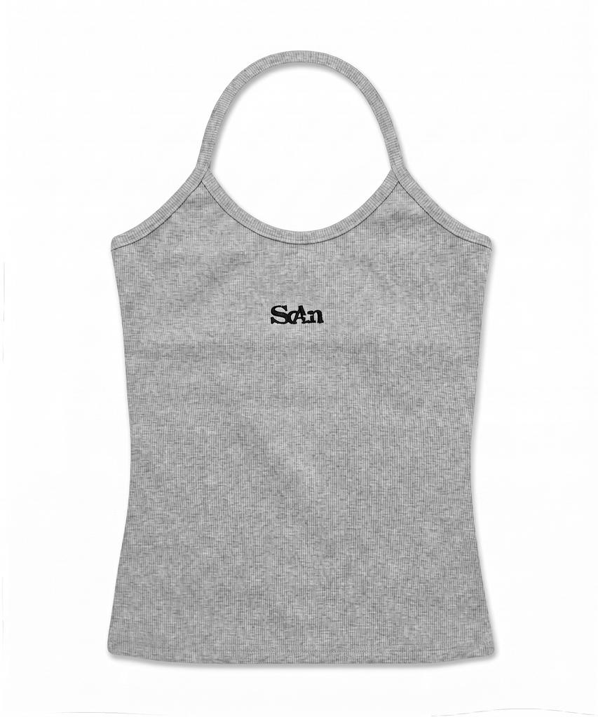 FUZZY SCAN Embroidered Logo Halterneck Sleeveless 2 Colors
