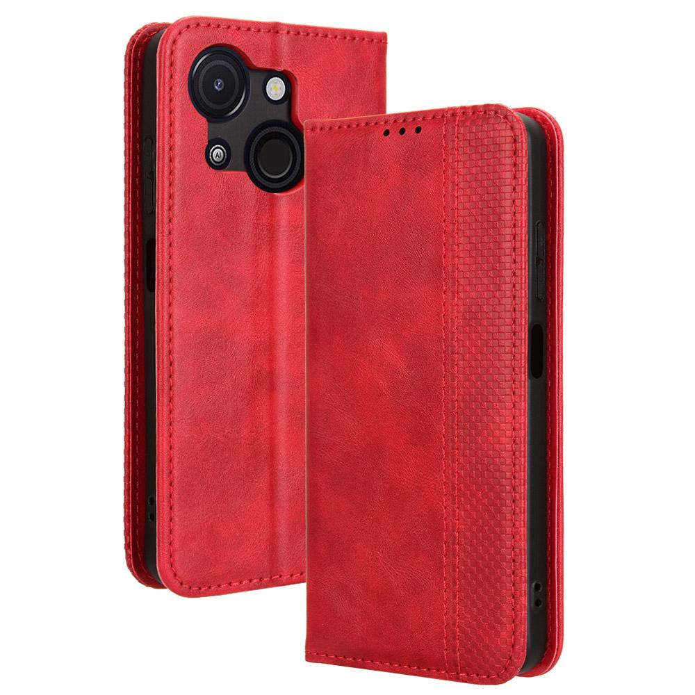 For itel A50C A669L Leather Case Wallet Stand Retro Texture Phone Cover B