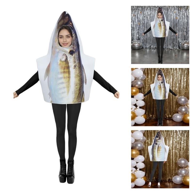 Funny Halloween Suit Fish Costume Halloween Party Suit For Men and Women