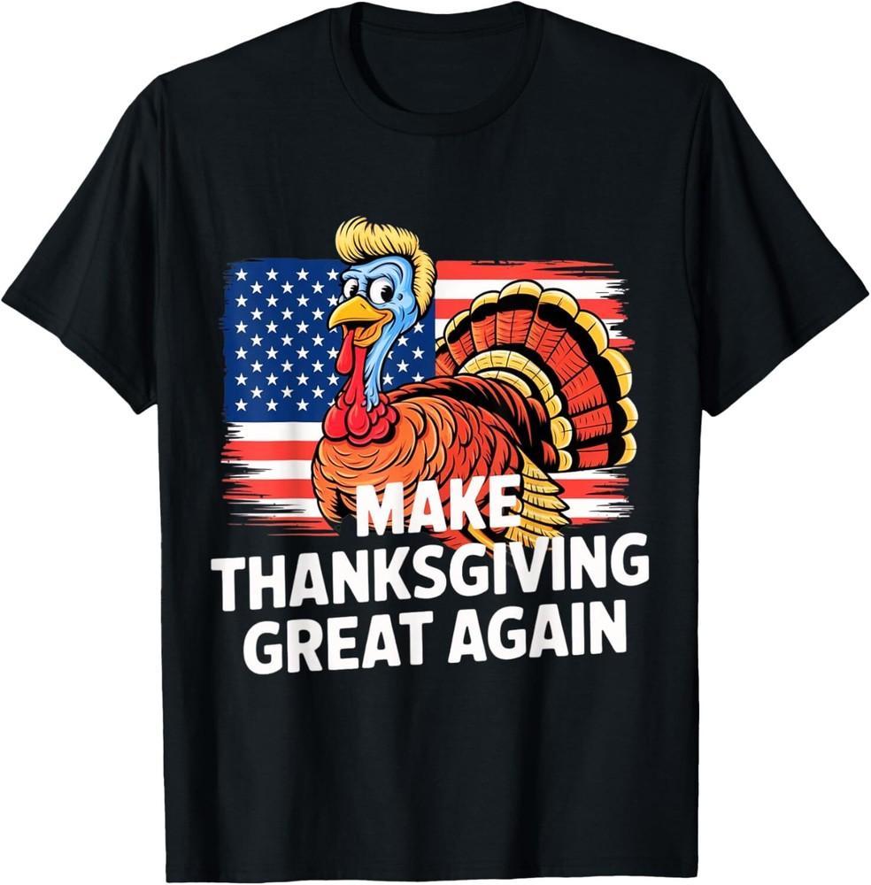 Американский флаг Сделаем День Благодарения снова великим Футболка с Трампом и индейкой Унисекс футболка S