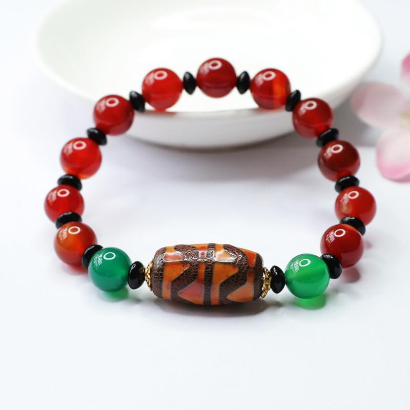 Juan Yu Schwarzer Achat & Neunäugige Dzi-Perle Armband MN3063001
