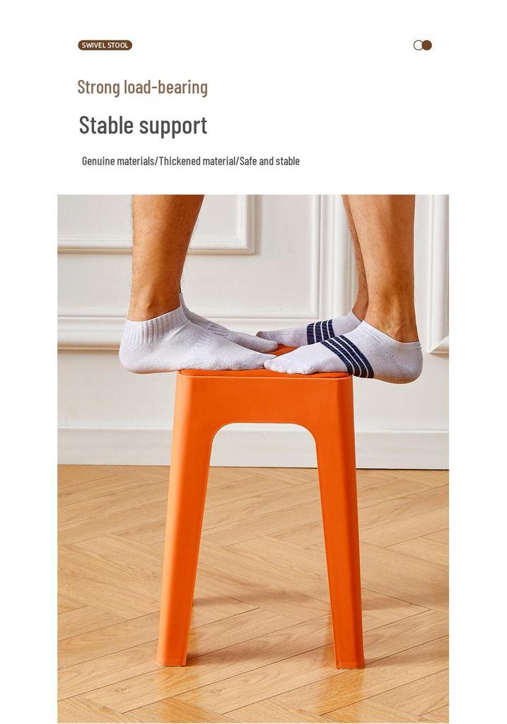 Stackable Non-slip Upholstered Plastic Stool for Dining, Living Room & Storage
