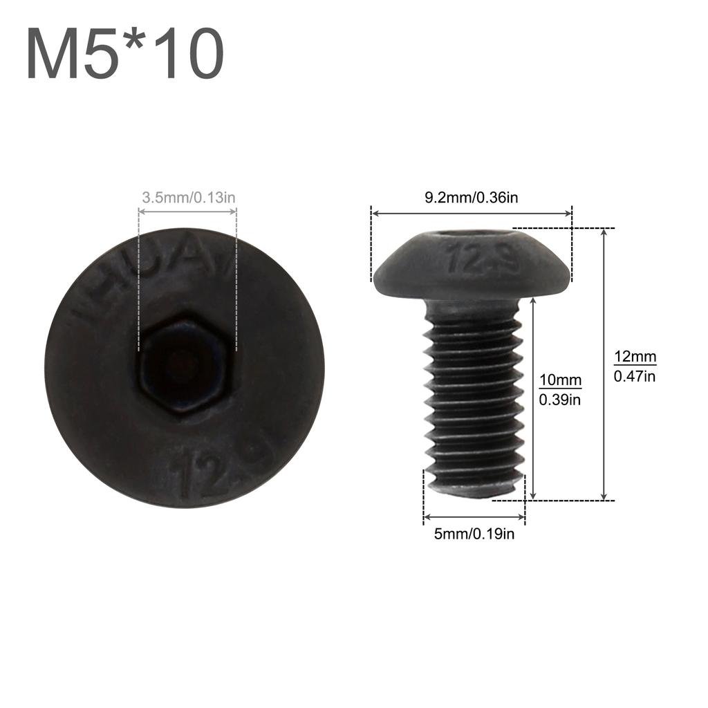 M2 M3 M4 M5 10.9 Grade Alloy Steel Allen Round Screw Hex Hexagon Socket Button Head Screw Black Oxide Pan Head Screw