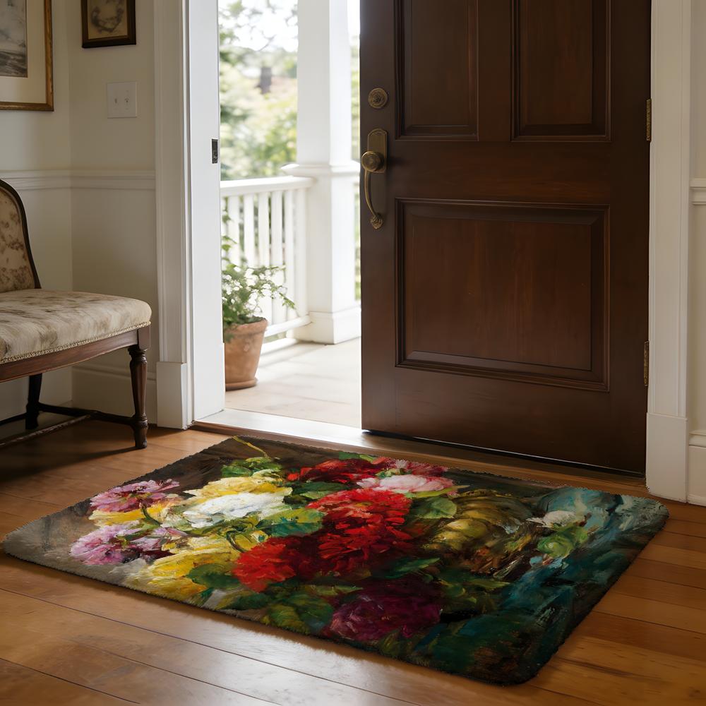 Advanced Flower Oil Painting Floor Mat Soft Flannel Absorbent Mat Non-Slip Rug Home Bedroom Bathroom