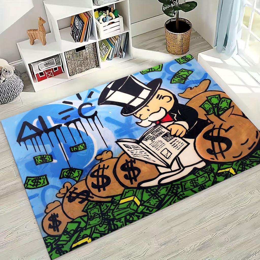 Rich Cartoon Monopoly Dollar Game Money Rug for Bedroom Living Room Sofa Home Doormat Decor,Large Kids Play Non-slip Floor Mat