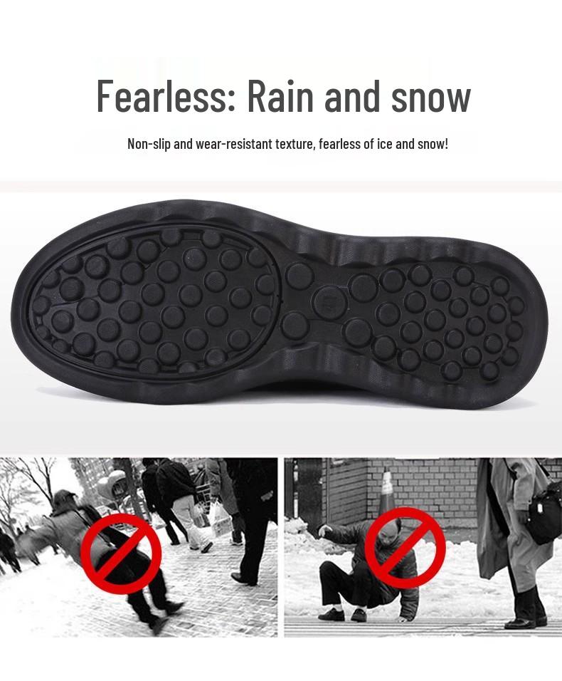 Men's Winter Waterproof Cotton Shoes, Plush Lined, Non-Slip Soft Sole for Comfort and Warmth