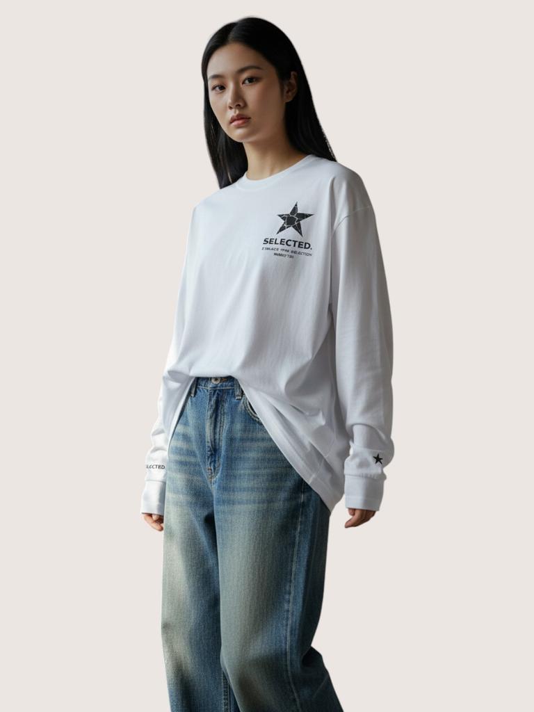 ZBLACK Selected Star Long Sleeve (White)