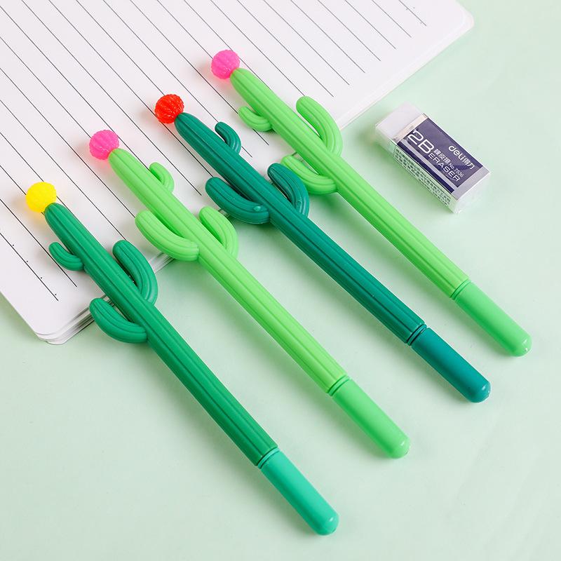 10pcs 0.5mm Soft Glue-shaped Ball Cactus Neutral Pen Plant Shape Creative Sign Pen Stationery Office Supplies