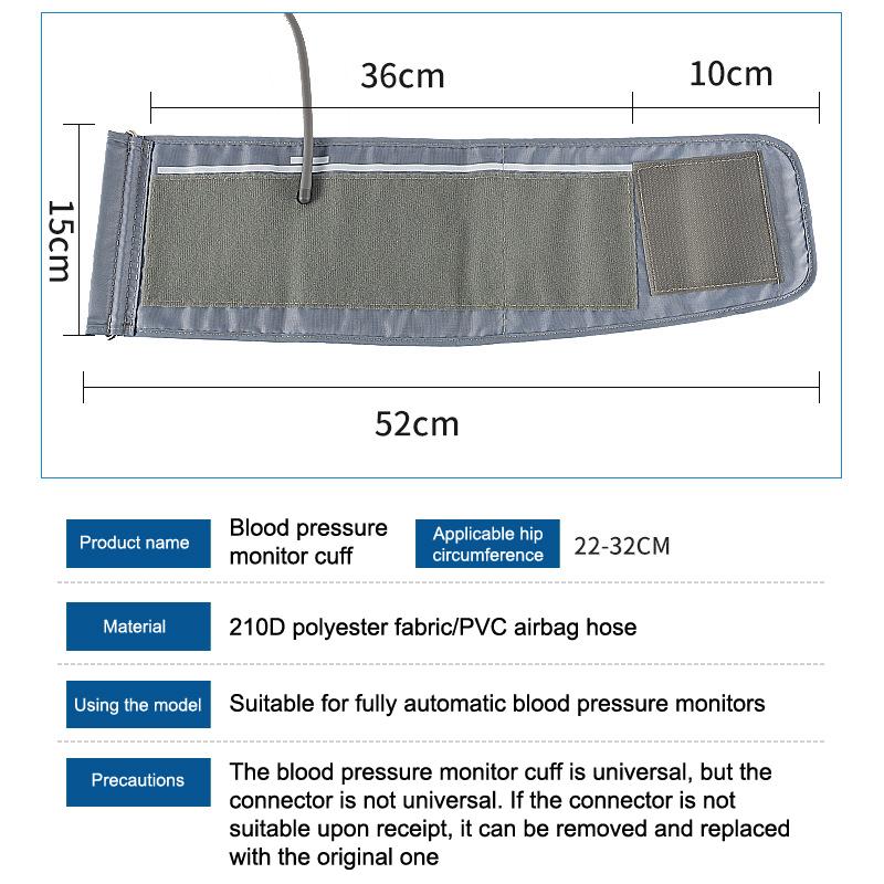 Verstellbare Erwachsenen-Oberarm-Blutdruckmanschette 22-42 cm, Übergröße, dedizierter Manschettenschlauch, Blutdruckmessgerät, Blutdruckzubehör