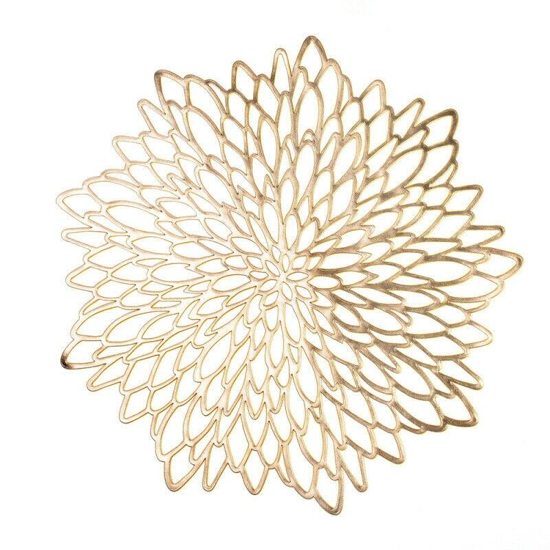 2Pcs  PVC Hollow Insulation Coaster Pads Table Bowl Mat Home Christmas Decor Heat Resistant Flower Shape Placemat for Dining Table