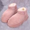 Fashion Sweet Pink Faux Suede Snow Boots Women Winter Warm Short Plush Ankle Boots Woman Korean Non Slip Platform Booties Female