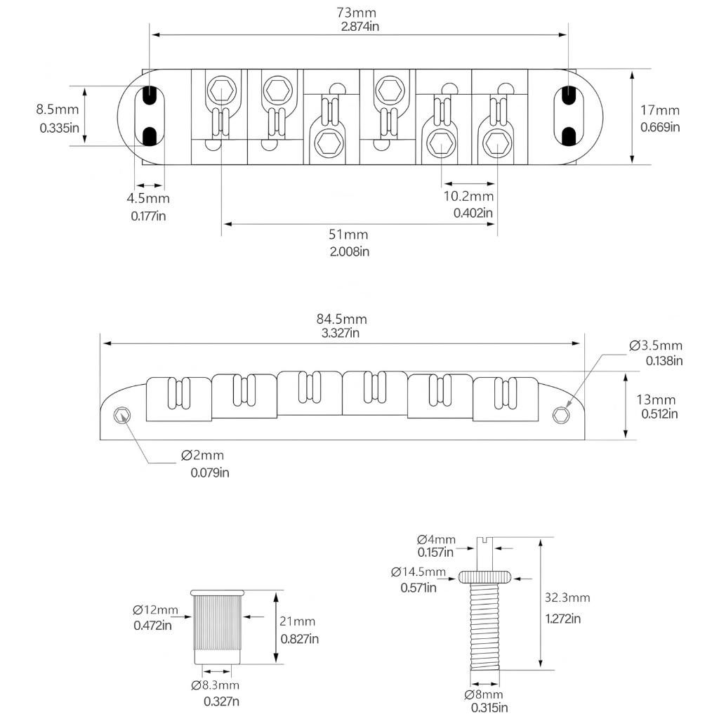 1pc Electric Guitar Bridge Replacement Roller Saddles 6 String Tailpiece Easy Install Guitar Bridge for Electric Guitars