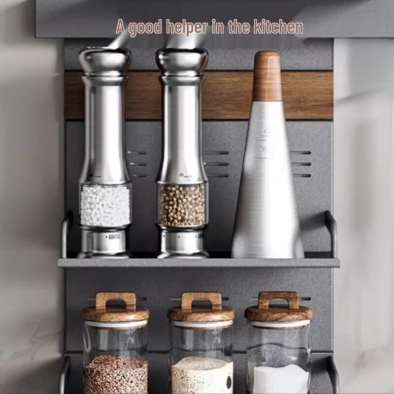No-Drill Wall-Mounted Double-Layer Kitchen Storage Rack