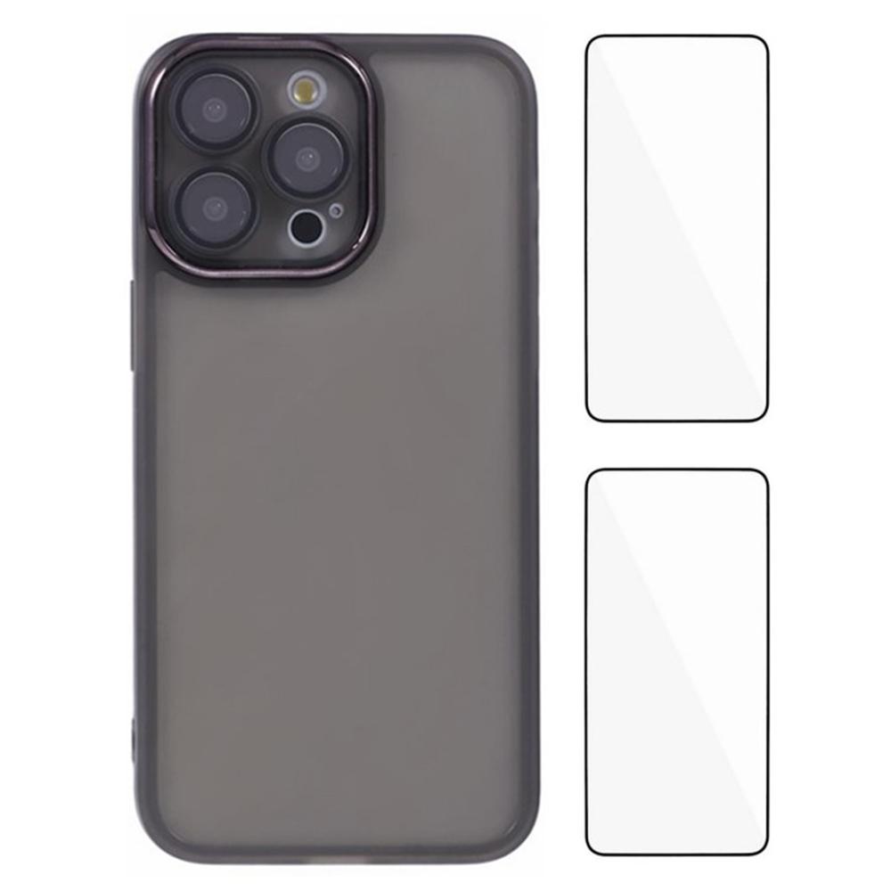 

Серия WANLONFENG DKSM2 Для iPhone 14 Pro Чехол ТПУ Прозрачный Чехол для Телефона с 2 шт. Защитной Пленкой/Гальванизированной Рамкой Объектива Transparent Black