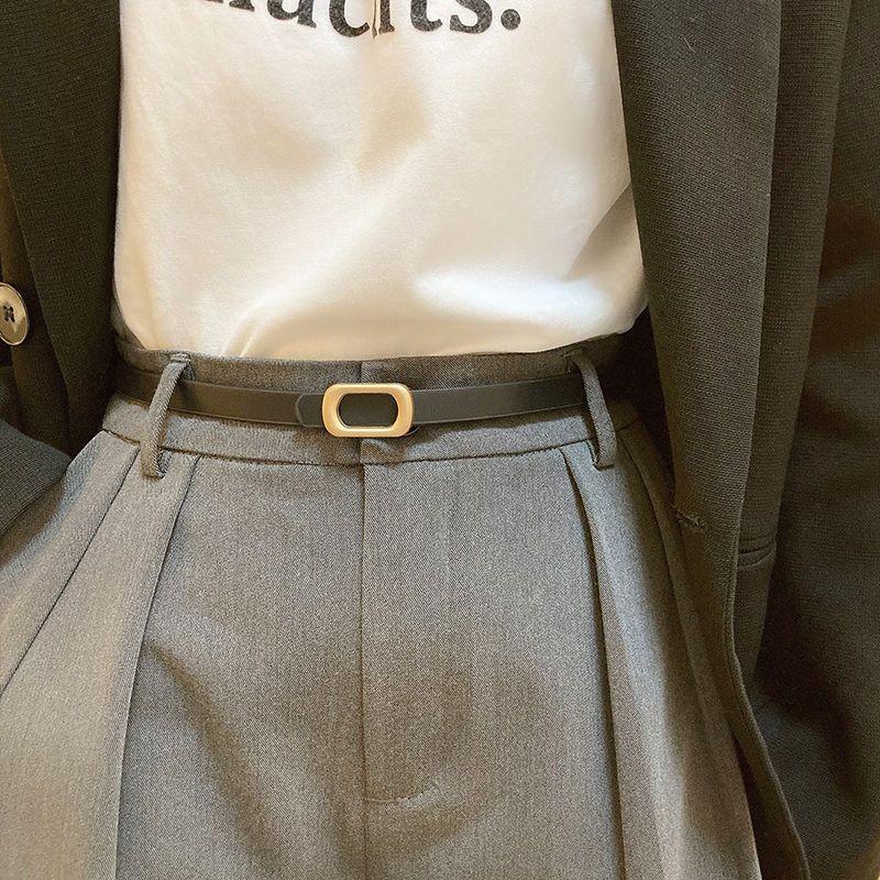 

Шикарный Минималистичный Женский Пояс Для Повседневных Нарядов Черного и Коричневого Цвета Стильный Материал из ПУ чёрный