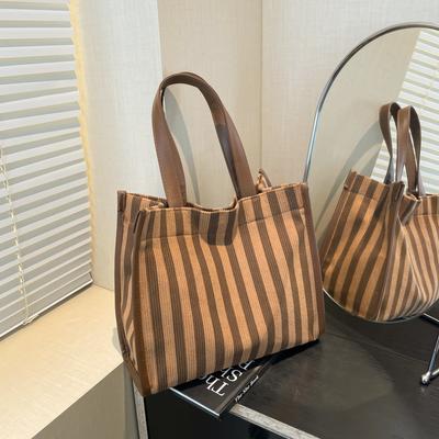 Taschen Damen literarischer und künstlerischer Stil gestreifte Stofftaschen Große Kapazität Reisehandtaschen Große Kapazität Urlaubshandtaschen