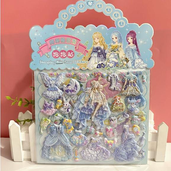 Sheets/Bag Kawaii Princess Dress Up Sticker Cartoon Diy Foam Bubble Stickers Cute Decorative 3D Puffy Stickers Kids Toy