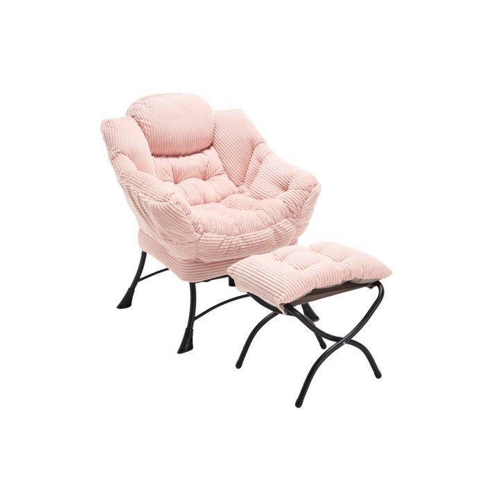Fauteuil inclinable avec repose-pieds, accoudoirs et poches latérales, fauteuil d'angle rose