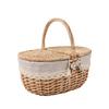 With Lid Wicker Picnic Basket Handmade Willow Hand-woven Picnic Hamper Handle Design Large Capacity Woven Storage Hamper Outdoor