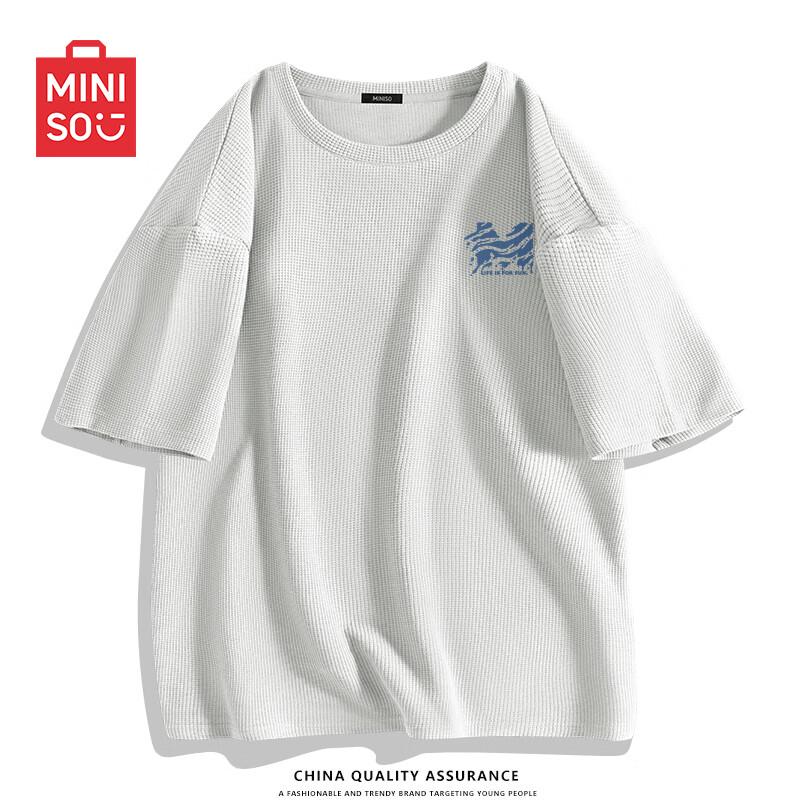 MINISO Men s Heavy Waffle Knit Short-Sleeve T-Shirt L
