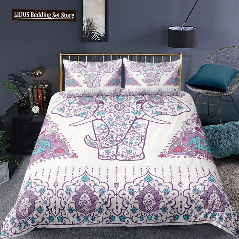 Elephant Bedding Sets Boho Style Luxury 3D Print For Kids Adults Teens Ganesha Duvet Cover Set Queen Size Polyester Bedding Set