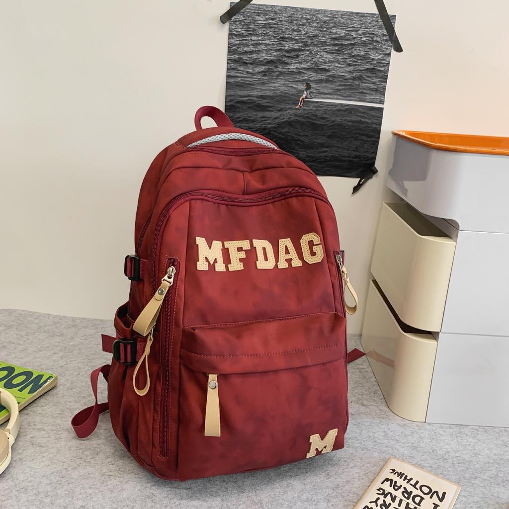 School Bag High Value Letter Back Couple Solid Color Casual Simple Light Outdoor Large Capacity