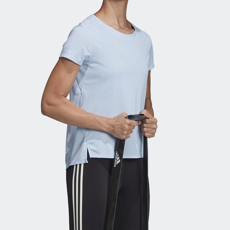 Adidas Training Round Neck Short Sleeve T-Shirt Women Tops Bright-Blue FL8567
