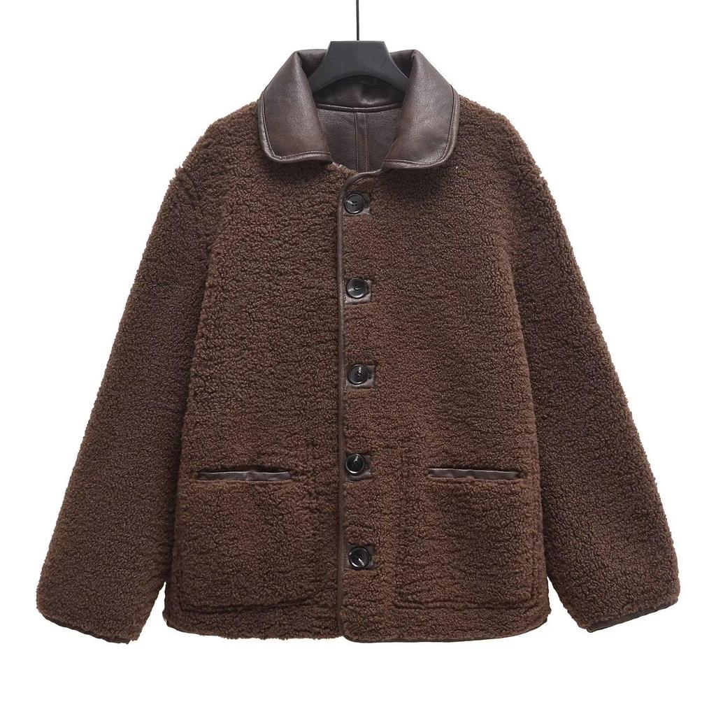 2024 Women's Reversible Double-Sided Faux Leather Coat