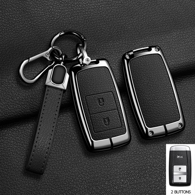Leather+Metal Car Key Case Cover for Honda Acura RLX MDX CDX TLX-L NSX RDX Shell Fob Holder Auto Shell Fob Protector Accessories