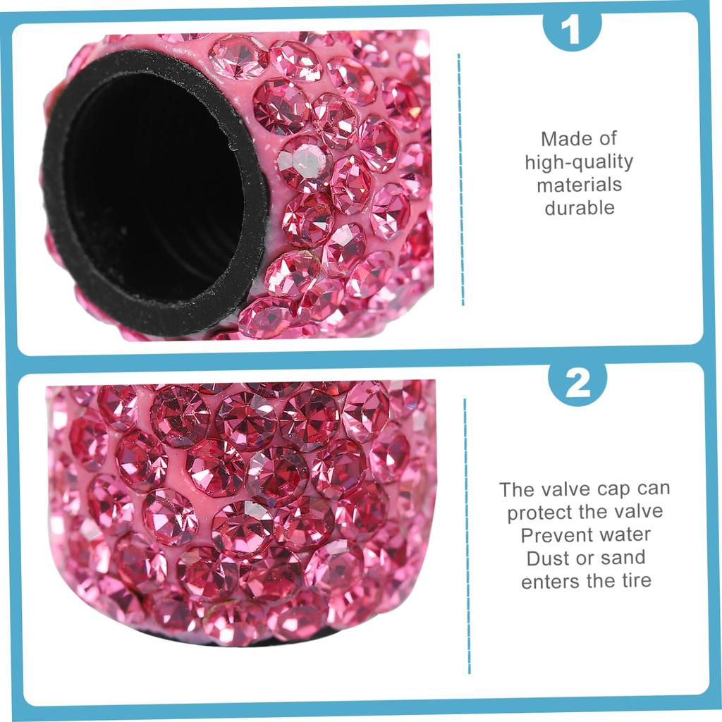 TINEASUR 4pcs Valve Caps Rhinestone Valve Stem Cover Steering Wheel Cover Tire Cap Car