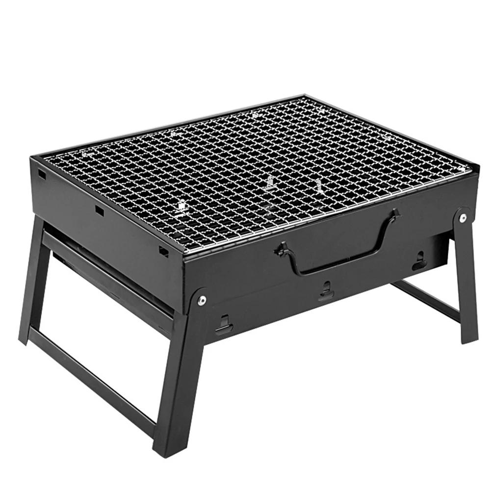 Grill BBQ Holzkohlegrill Edelstahl Klein Mini BBQ Werkzeugsatz Outdoor Kochen Camping Picknick Strand Tragbarer BBQ