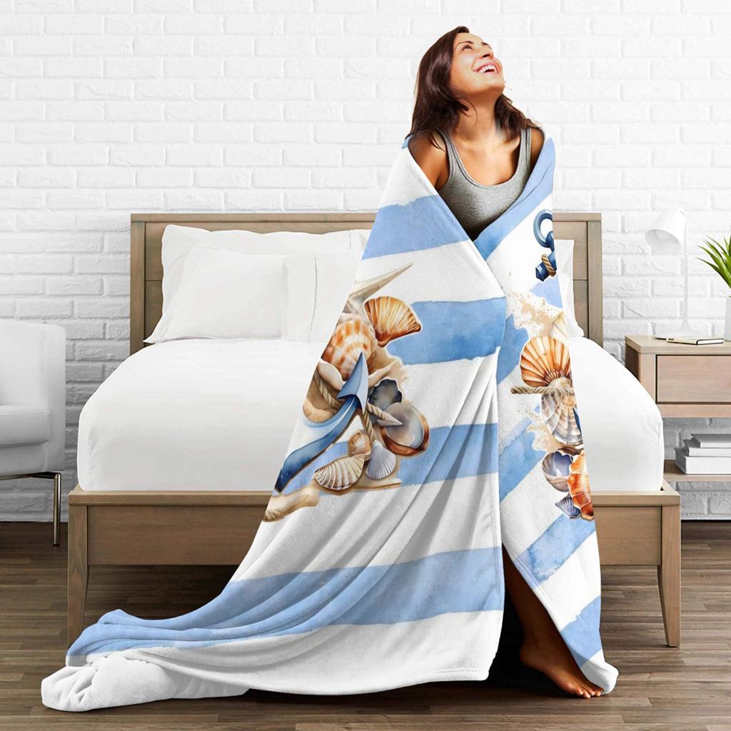 Nautical Anchor Boat Flannel Blanket Winter Warm Bedding Throws for Child Living Room Pattern Bedspread Sofa Bed Cover