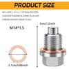 Oil Drain Plug, Magnetic M14X1.5 Oil Pan Drain Nut Bolt With 5PCS Copper Crush Washer Gasket, Stainless Steel Engine Sump Pan Anti Leakage