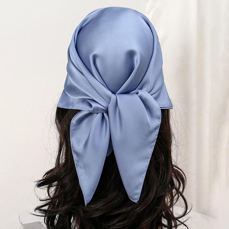 Luxury Silk feeling Scarf Women Satin Solid color Hijab RUNMEI Scarves Muslim Pareo Bandana Female Shawl Wrap Headband Foulard