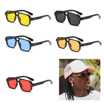 Double Beam Sunglasses Girls Rectangle Frame Glasses Teenagers Hiphops Trend Nightclub Party Sunglasses for Adult Teens