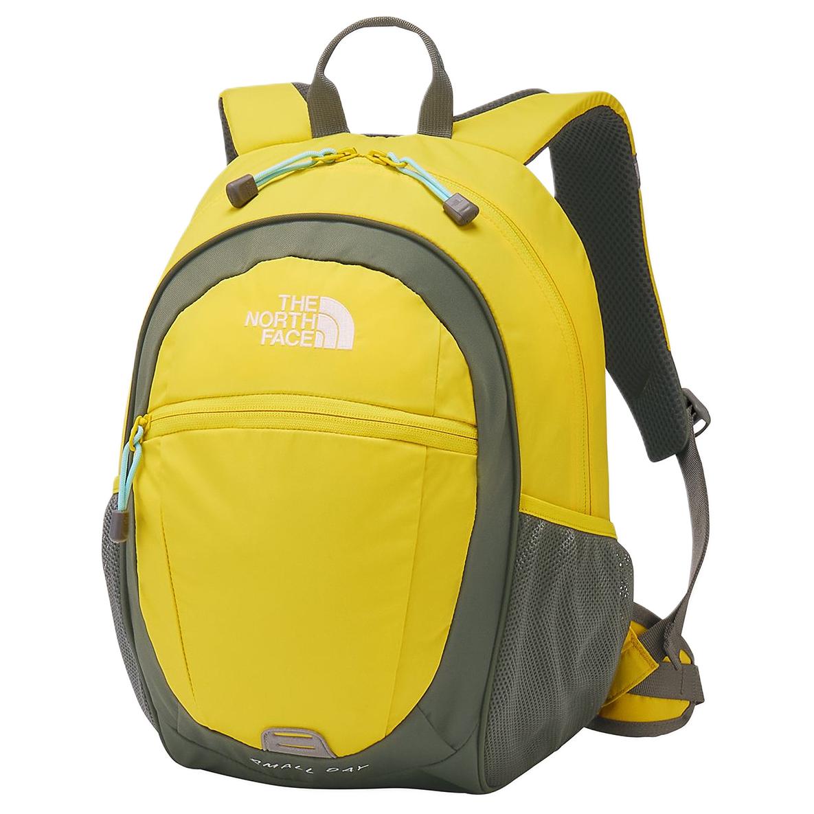 The North Face 15L Color Block Zipper Closure Design Recycled Nylon Backpack Kids backpack Yellow Gray NMJ72360-BY Yellow & Gray