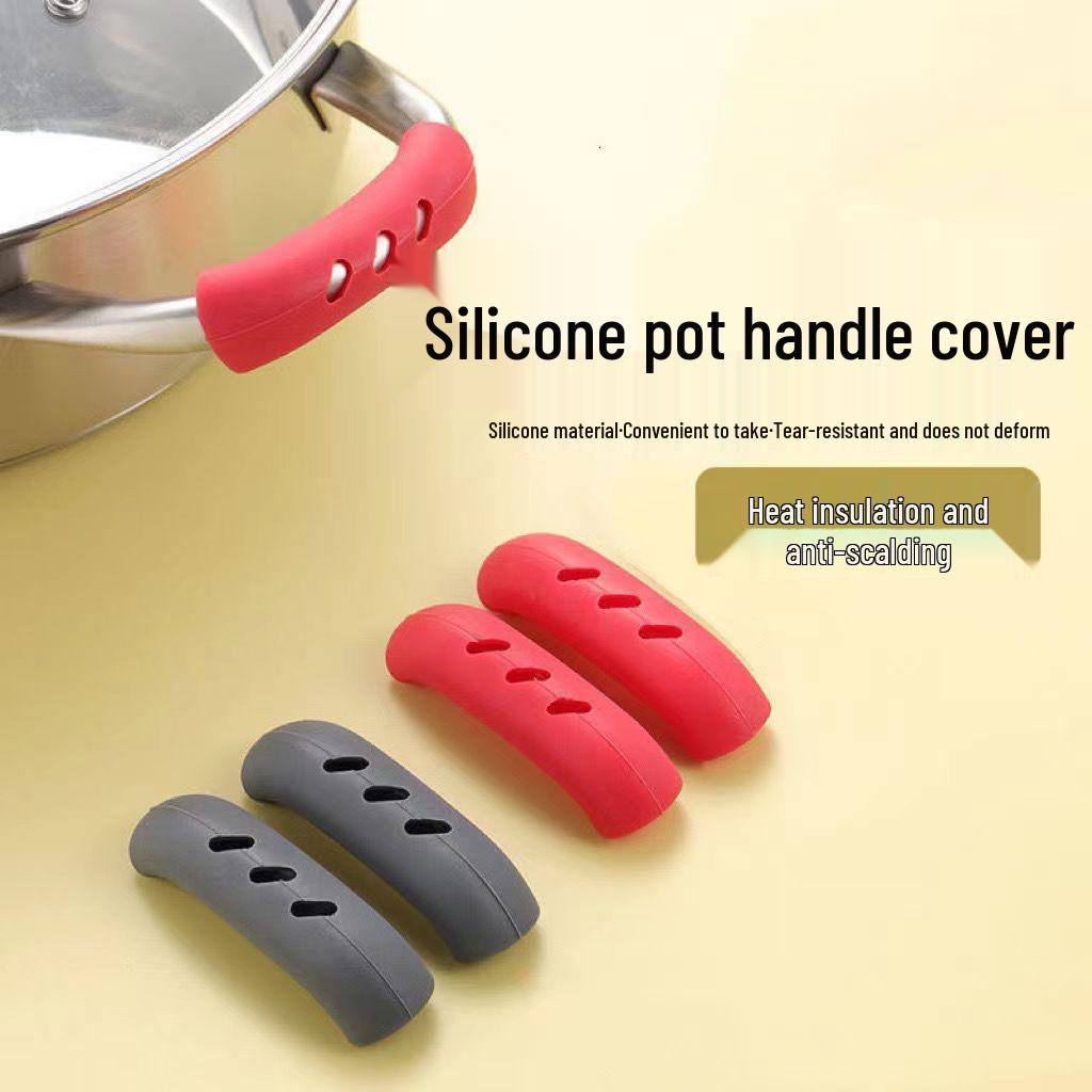 Silicone Heat-Resistant Casserole Handle and Steamer Lid Cover with Anti-Scald Gloves