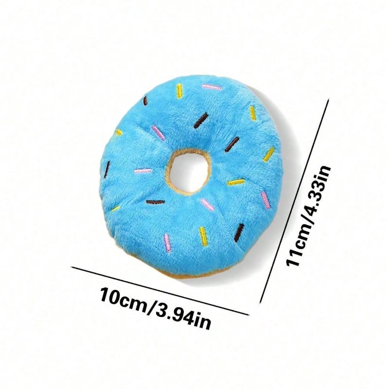 1pc Realistic Donut Shaped Squeaky Plush Dog Toy – Soft Sound Emitting Chewable Pet Toy, Interactive Boredom Relief for Puppies and Small Dogs