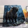 1PC Moonlit Highland Yaks Print FlAannel Blanket, High quality Comfortable for All Seasons, Home Decor, Warmth and Comfort