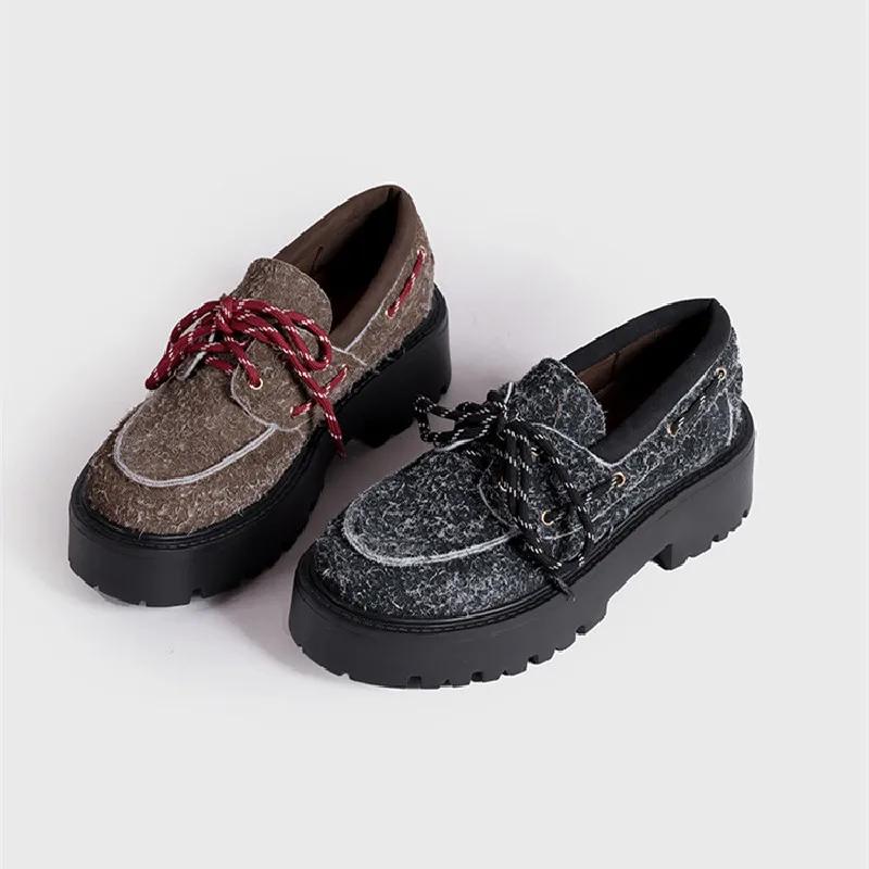 Platform Women Suede Shoes High Heels Walking Winter Loafers Shoes Woman 2025 Trend Designer Snow Botas Mujer Sneakers