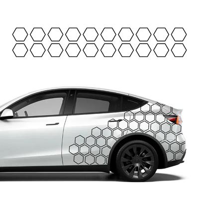Creative Honeycomb Open Styling Sticker For Tesla Model 3 2016-2024 Highland Model Y X S Car Body Side Sticker Tuning Decoration