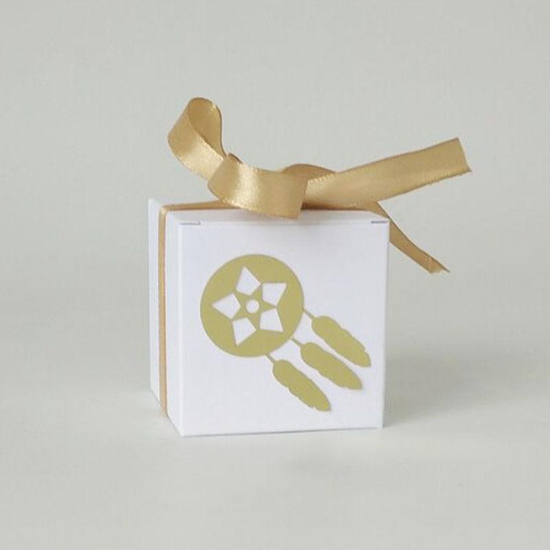 

European-Style White Kraft Paper Candy Box, Creative Pattern 5.5Cm Square Happy Candy Box