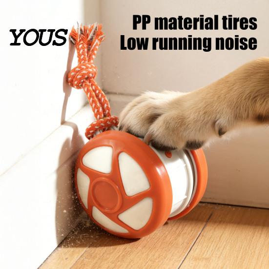 Electronic Pet Exerciser for Home Electric Automatic Rolling Dog Ball Toy, Motion-Activated Random Path Moving Toy with Autonomous Dogs Rope,